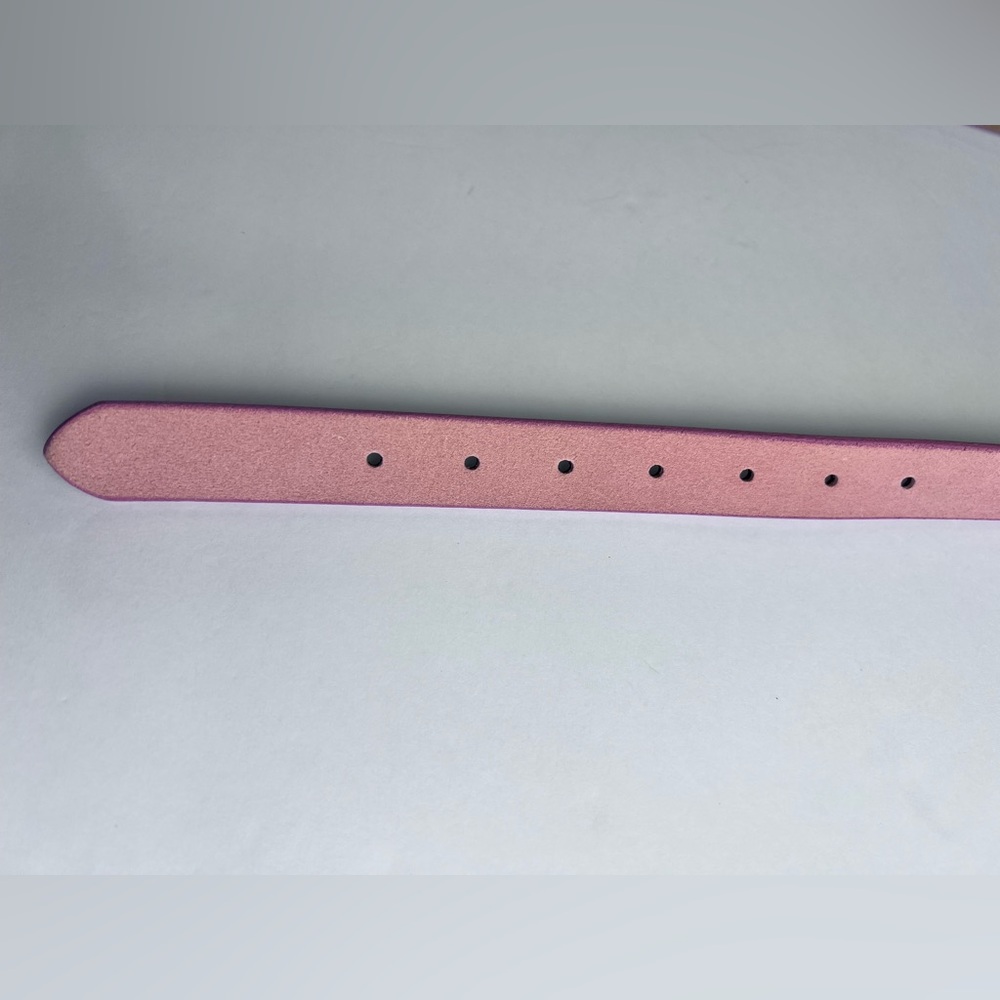J.Crew Women's Pink Italian Leather Suede Belt Gold tone Buckle Sz Medium NWT - Picture 9 of 13